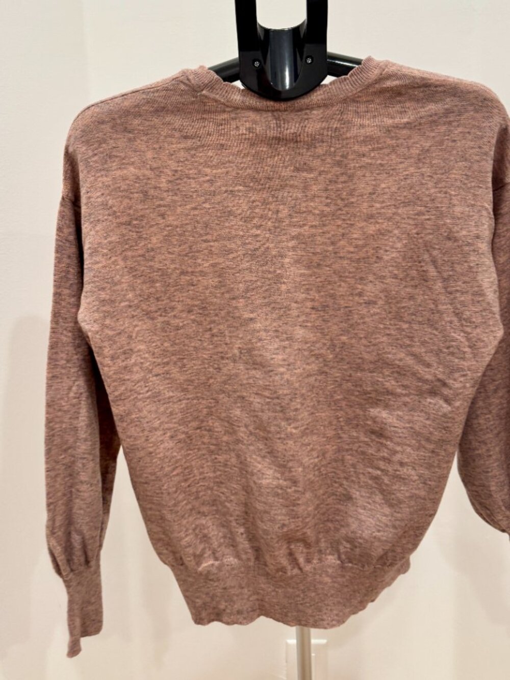 Ella Moss Maggie Puff Long Sleeve Crewneck Sweater Mauve Pink Space Dye Large - Picture 3 of 12